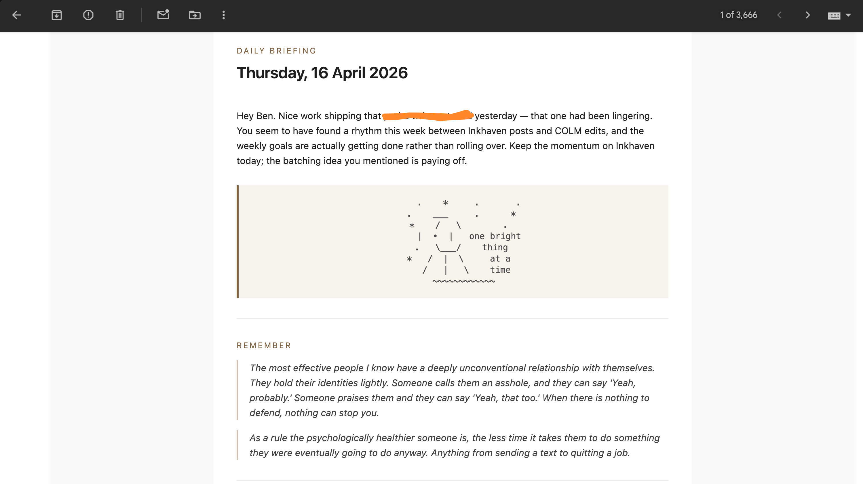 Daily briefing email