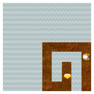 A simple level with no keys or locks. The agent just navigates to the gem.