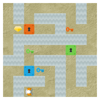 A complex Heist level with all three key-lock pairs.
